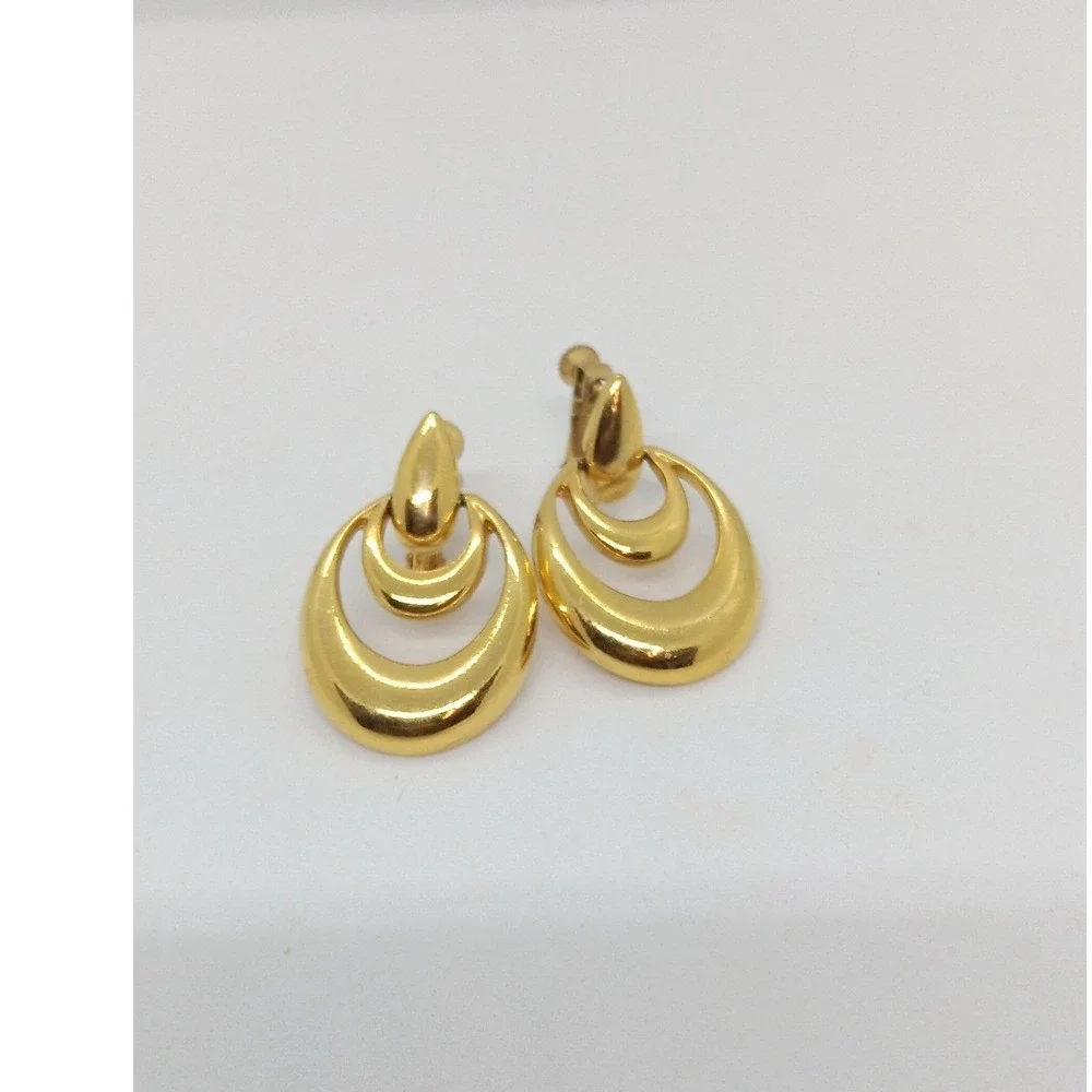 Napier Womens Gold Tone Oval Hoop Ear Screws Clip On Earrings Vintage Multi Tier